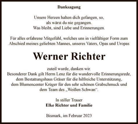 Traueranzeigen Von Werner Richter Az Trauer De