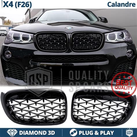 GRIGLIE Anteriori Per BMW X4 F26 14 18 Mascherine Nero Lucido Diamond