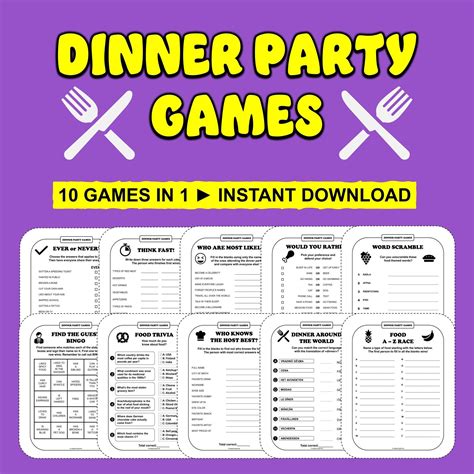 Dinner Party Games Dinner Games Printable Dinner Games Icebreaker Game ...