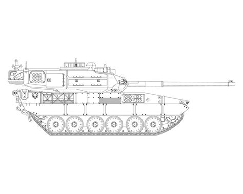 Silueta Del Tanque De Batalla Principal Barril Elevado Veh Culo Militar