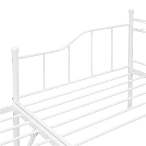 Metal Platform Bed Frame Daybed with Twin Size Portable Folding Trundle ...