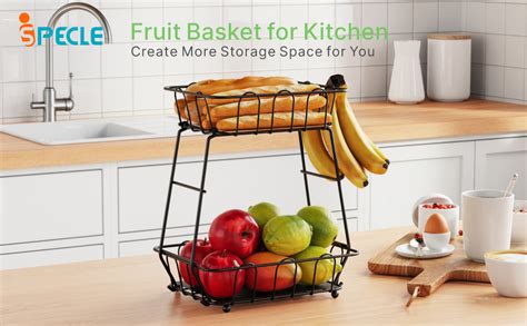 Amazon ISPECLE Fruit Basket 2 Tier Fruit Basket With Banana