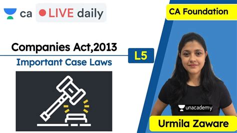 Companies Act 2013 L5 Important Case Laws Unacademy CA Foundation