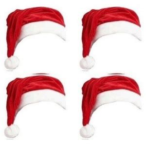 4 Gorros Papai Noel Veludo Vermelho 40 Cm Touca Natal Leroy Merlin