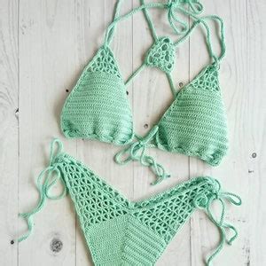 Sexy Crochet Bikini High Cut Thong Bikini Hig Leg Thong Bikini Set Brazilian High Cut Leg