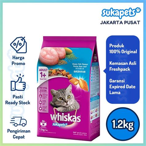 Jual Whiskas Adult Cat Ocean Fish Dry Food Makanan Kucing Kering 1 2kg