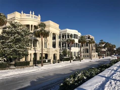 Snow in Charleston, SC. editorial stock photo. Image of sidewalks ...