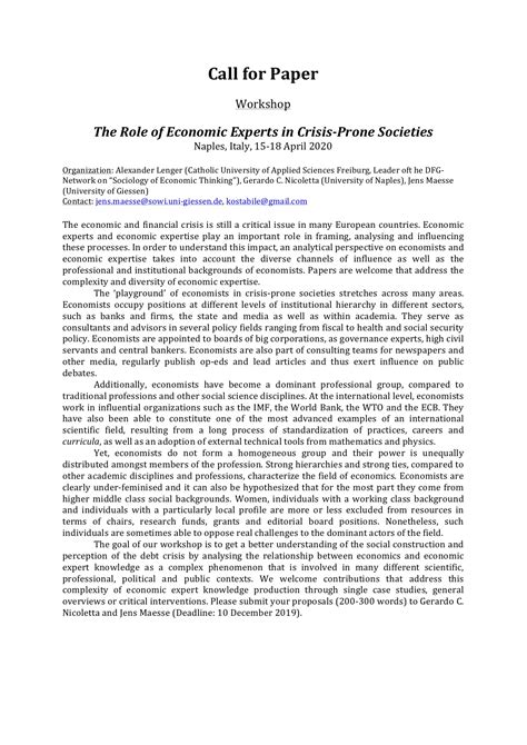 The Role of Economic Experts in Crisis-Prone Societies | discourseanalysis