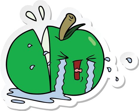 sticker of a cartoon apple crying 11119553 Vector Art at Vecteezy