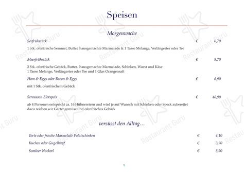 Menu At Marias Marina Restaurant Yachtclub Oggau Am Neusiedler See