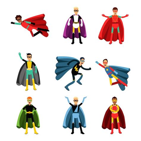 Super Herois Masculinos - Super-heróis masculinos em trajes diferentes conjunto de colorido ...