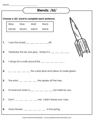 Bl Phonics Worksheet