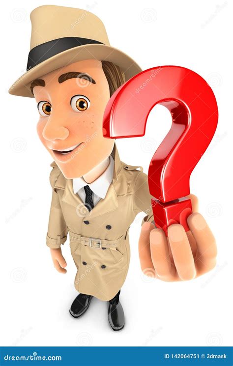 3d Detective Holding A Question Mark Icon Stock Illustration Illustration Of Decision Person