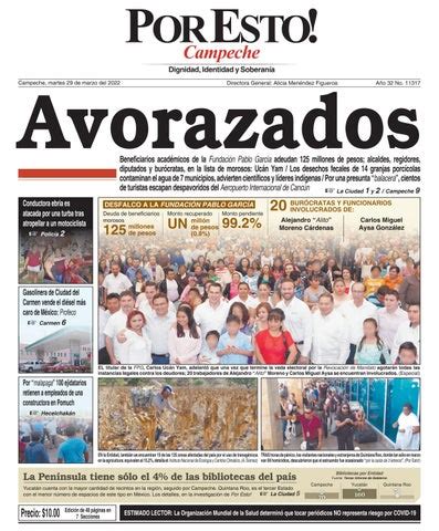 PORTADA POR ESTO CAMPECHE MARTES A 29 DE MARZO DEL 2022 By PorEsto