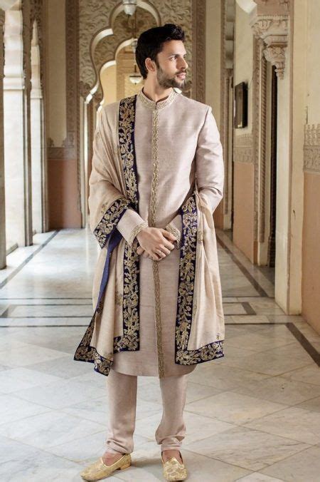 Beige Color Party Wear Sherwani Wedding Dresses Men Indian Groom