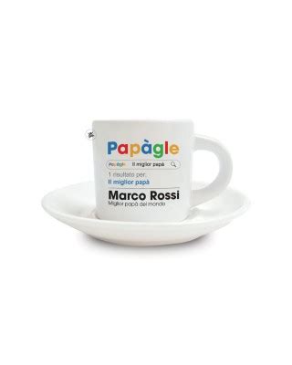 Tazzina da caffè con piattino in ceramica Papàgle da personalizzare