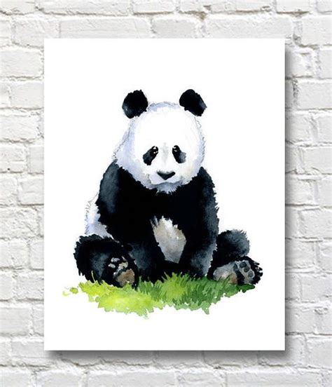 Panda Art Print Kwekerij Animal Art Muur decor Aquarel schilderij ...