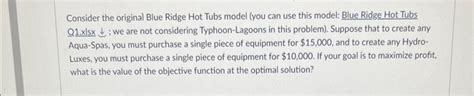 Solved Consider The Original Blue Ridge Hot Tubs Model You Chegg
