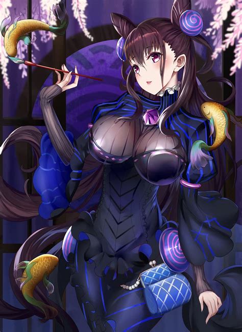 デスクトップ壁紙 アニメの女の子 フェイトシリーズ フェイトグランドオーダー Murasaki Shikibu Fate Grand Order 長い髪 黒髪 ソロ アート