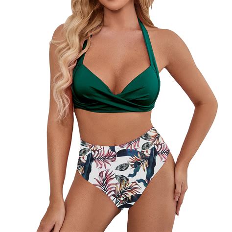 Idall Bikini Sets Bathing Suit Lady High Waist Halter Neck Bikini High Cut Sexy Swimsuit Two