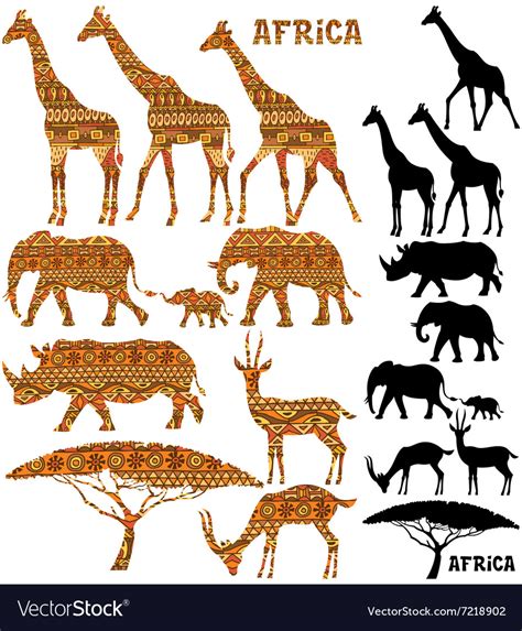 African Animal Silhouettes Royalty Free Vector Image