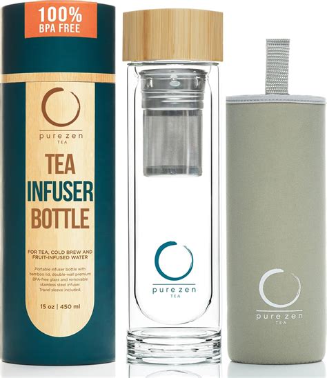 Amazon Pure Zen Tea Infuser Bottle Insulated Glass Bottle For