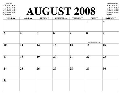 August Calendar Of The Month Free Printable August Calendar Of