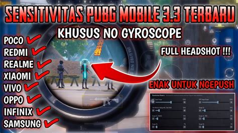 UPDATE SENSITIVITAS PUBG TERBAIK KHUSUS NO GYROSCOPE CARA SETTING