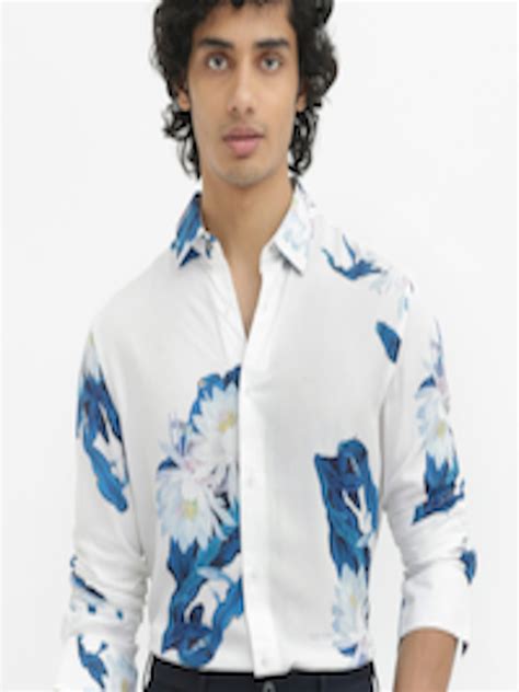 Buy Rare Rabbit Men Lycro Floral Printed Slim Fit Opaque Shirt Shirts