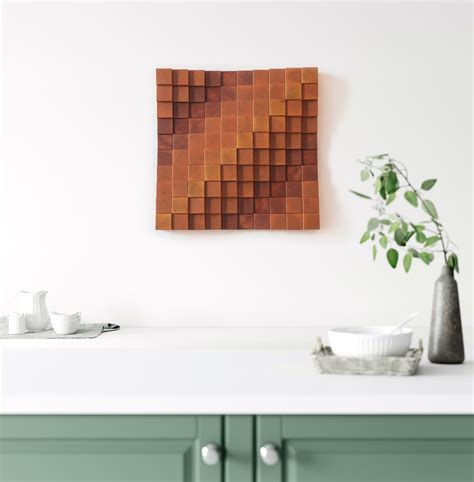 Parametric Wall Art Wood Block Art 3d Wall Sculpture In Brown Gradient Color Abstract