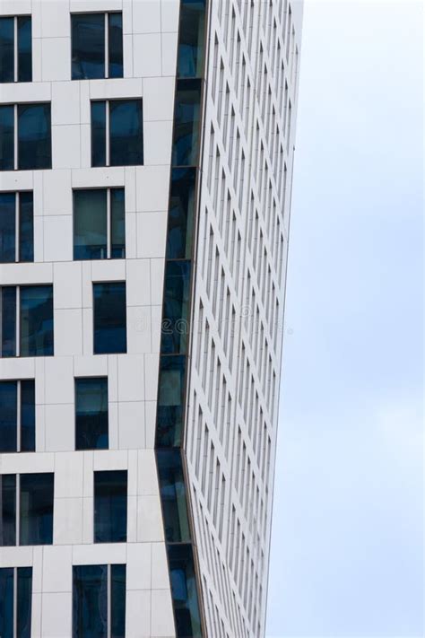 Facade Of A High Rise Building With Geometric Shapes Stock Photo