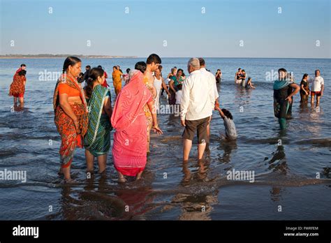 Indian Families Relaxing At Nagoya Beach Diu Union Territories Of