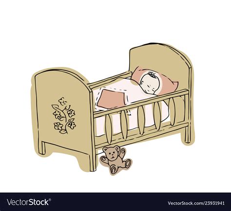 Cartoon Baby Sleeping In Crib