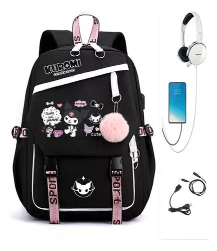 Mochila Kuromi Mochila Escolar De Cosplay De Grande Capacid Cor