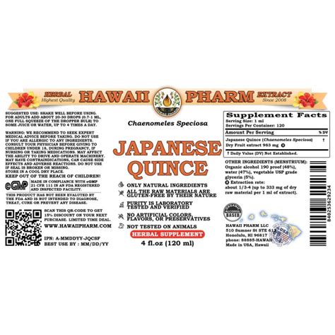 Japanese Quince Liquid Extract Dried Fruit Chaenomeles Speciosa Tincture