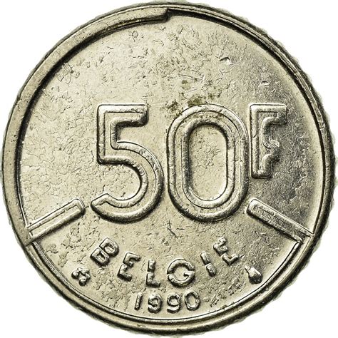 Coin Belgium Baudouin I 50 Francs 50 Frank 1990 Brussels Belgium