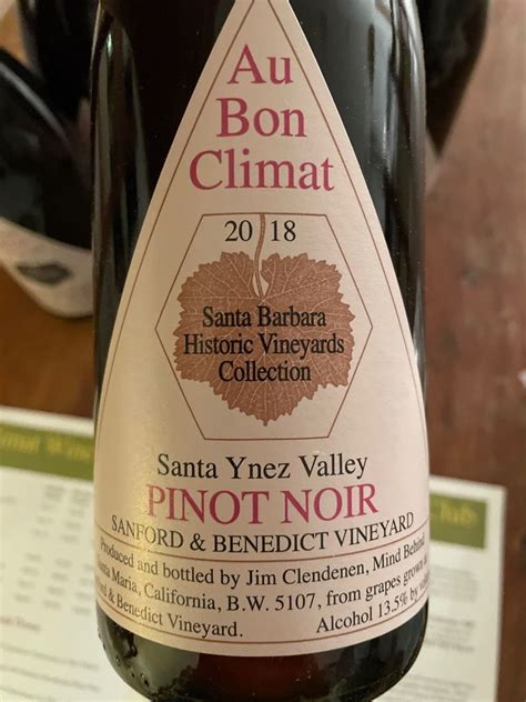 2018 Au Bon Climat Pinot Noir Sanford Benedict Vineyard USA