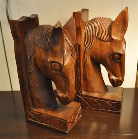 Hand Carved Horse Head Bookends Hand Carved Horse Head Bookends