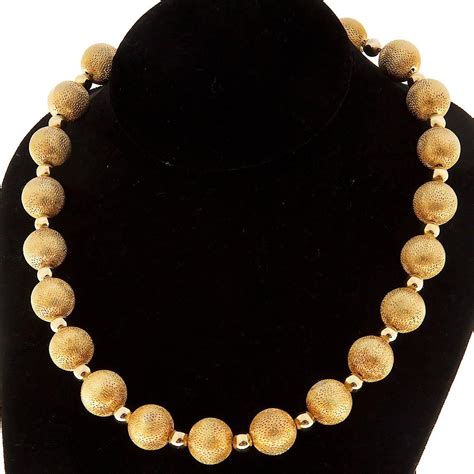 Textured Gold Beaded Necklace For Sale At 1stdibs