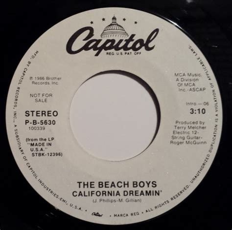 The Beach Boys - California Dreamin' (Vinyl, 7", 45 RPM, Promo) | Discogs