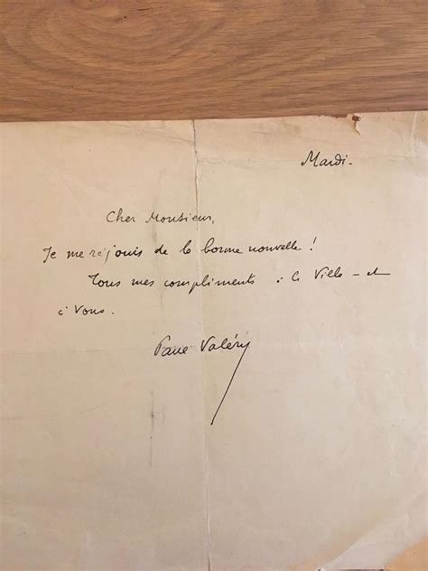 UN BILLET MANUSCRIT SIGNÉ ORIGINAL DE PAUL VALÉRY par VALÉRIE Paul