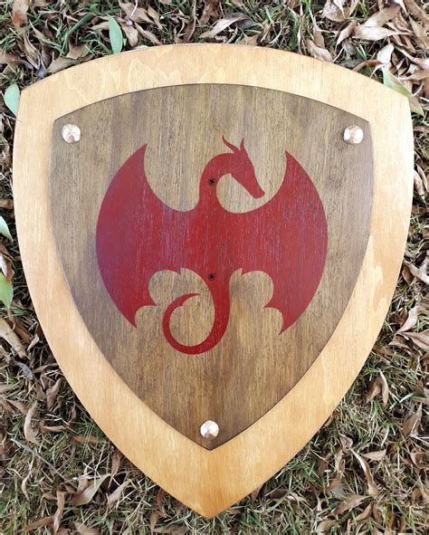 Wooden Medieval Dragon Shield Knights Shield Toy Icarus Fairy Wings