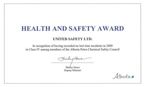 Template: Safety Certificate Template. Safety Certificate inside Quality Safety Recognition C ...