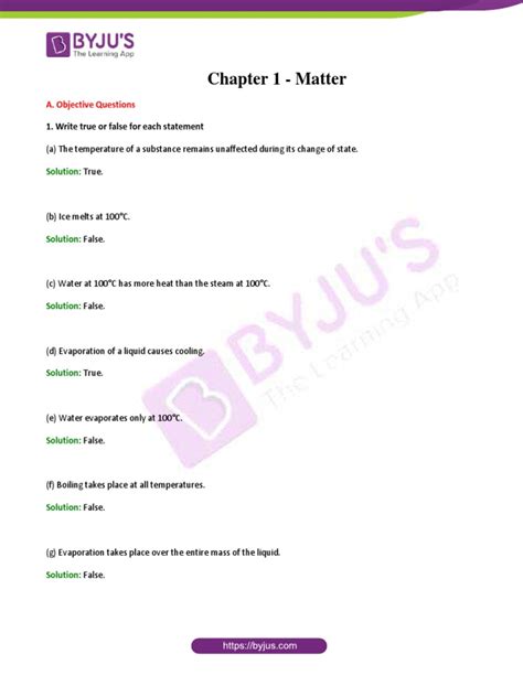 Icse Class 8 Physics Selina Solution Chapter 1 Matter Pdf