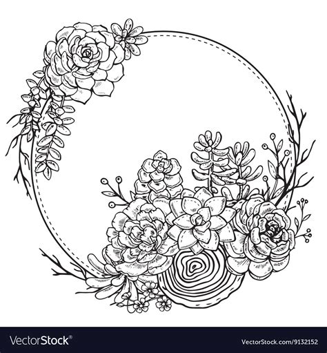 Hand Drawn Composition Succulent Plants Royalty Free Vector