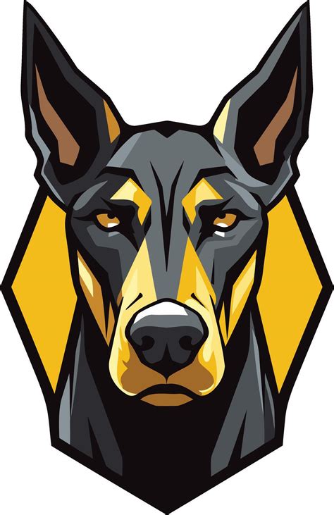 Powerful doberman pinscher head in a bold graphic style 49445132 Vector