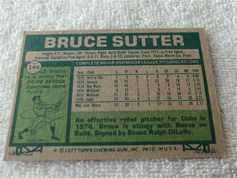 Topps Bruce Sutter Rookie Cubs Baseball Gem Mint Ebay