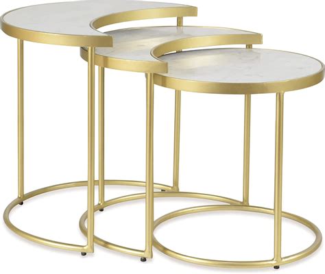 Rri Goods Modern Nesting Tables Set Of 3 White Marble Gold Coffee Table