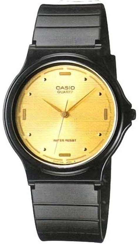 Casio General Men S Watch Analog Black Ruber Gold Face Watch Mq 76 9al