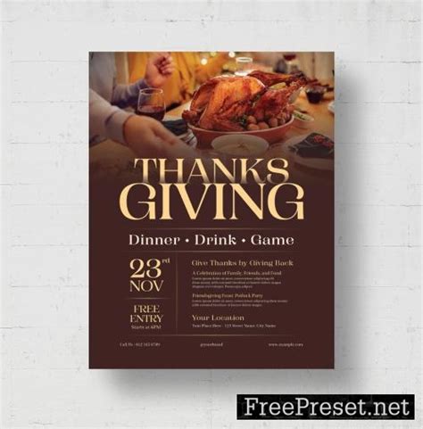 Thanksgiving Dinner Flyer Layout in Modern Rustic Style 644724052